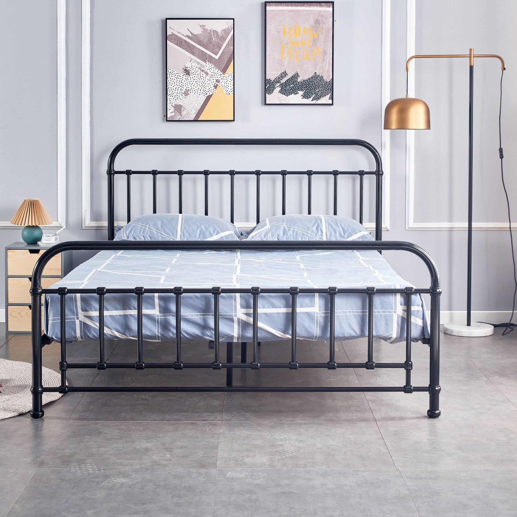 Double Size Bed Frame Metal - Black