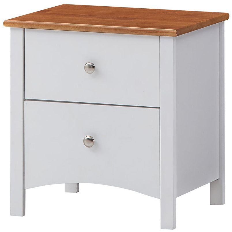 Out of Stock! No Assembly required!! Hampton's Style Bedside Table With Two Drawers -  White