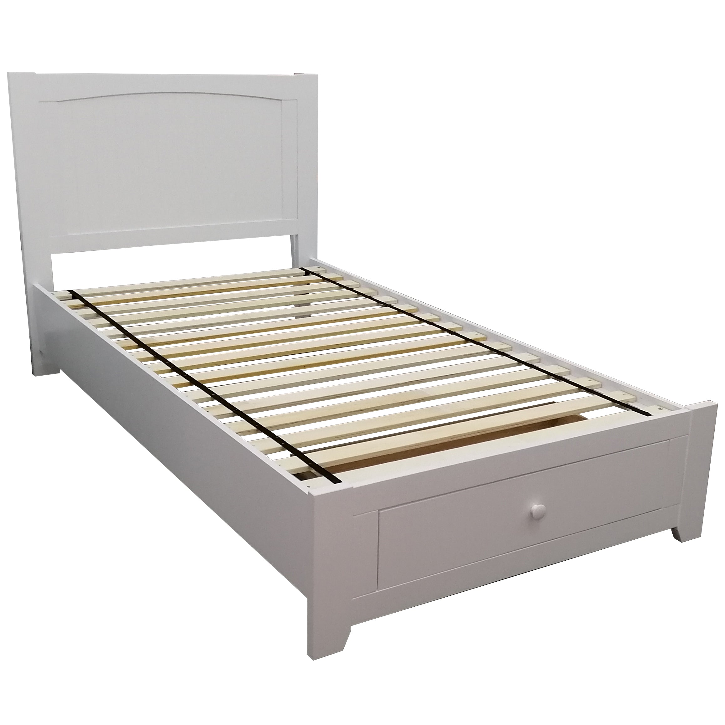 Out of Stock! King Single Size Bed Frame With Storage Drawer Timber Wood - White