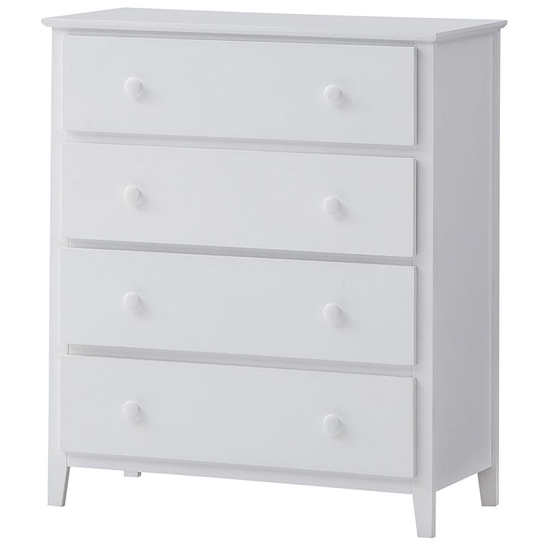No Assembly Required! Tallboy 4 Drawers Solid Rubber Wood Bed Storage Cabinet - White
