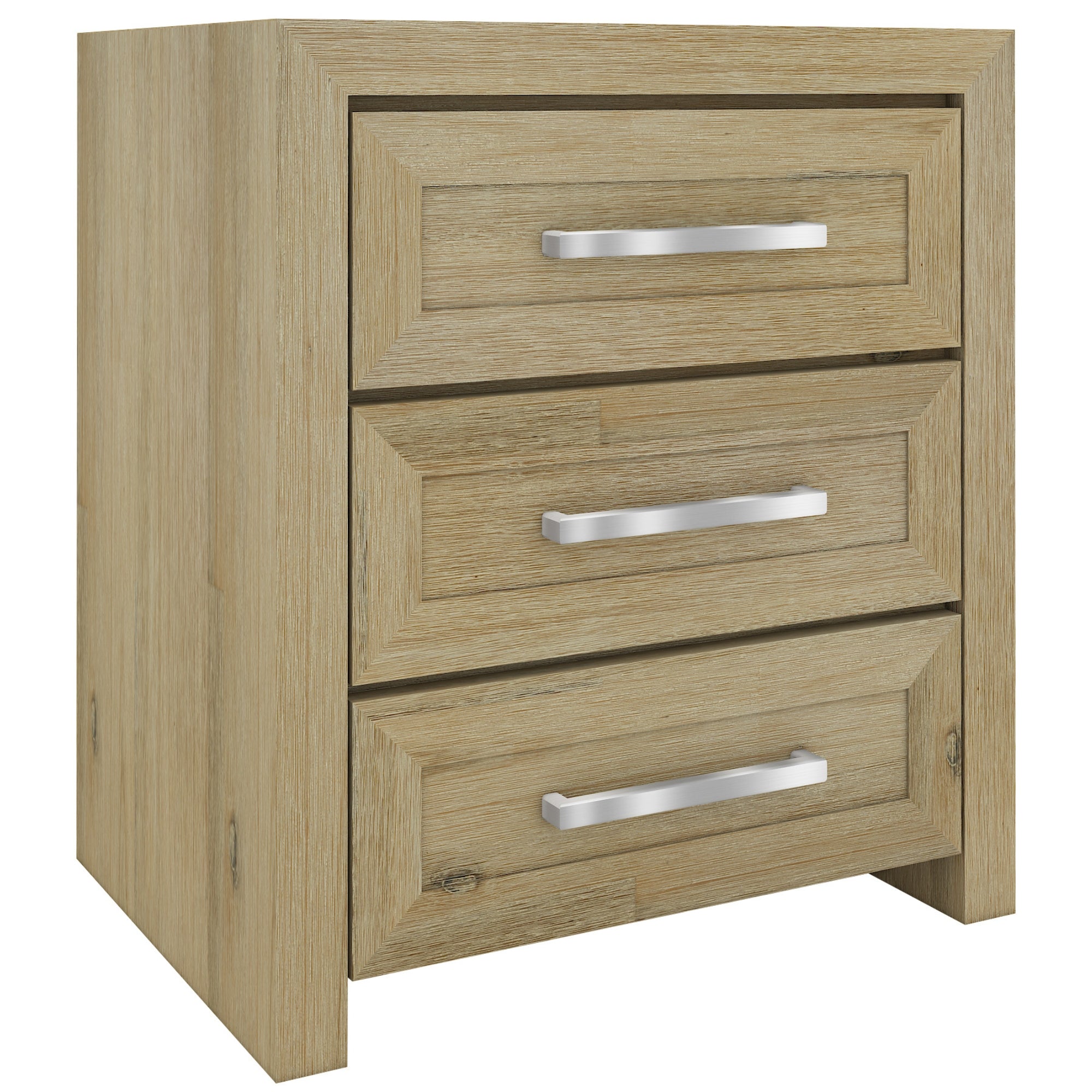 No Assembly Required! Bedside Table 3 Drawers - Smoke