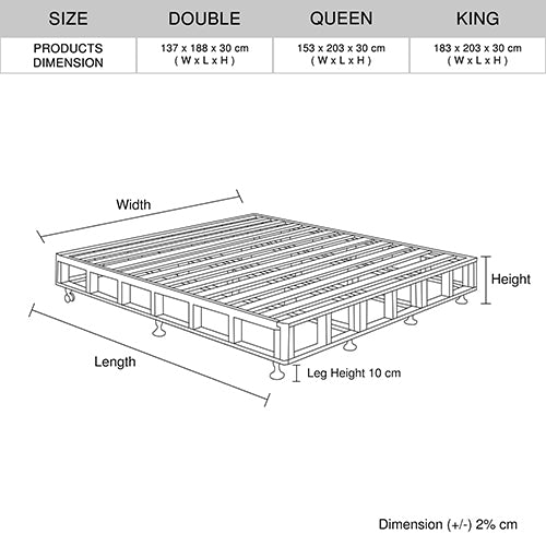 Double Size Bed Base in Charcoal with Removable Cover