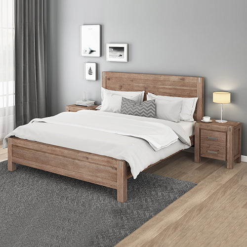 Out of stock! King Size Four Piece Bedroom Suite Incl Bed, Bedside Tables & Tallboy