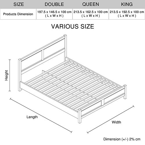 Double Size Bed Frame in Oak Colour