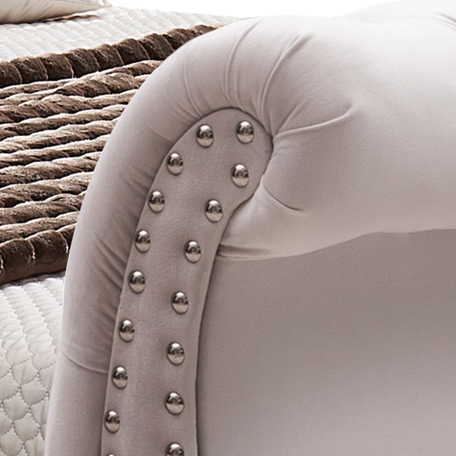 Out of Stock! Queen Size Sleigh Bedframe Velvet Upholstery Tufted Headboard And Footboard Deep Quilting