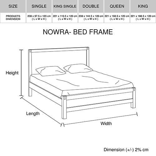 King Single Bed Frame Solid Wood in Oak