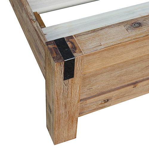 Queen Size Bed Frame  in Solid Wood Veneered Acacia Bedroom Timber Slat in Oak