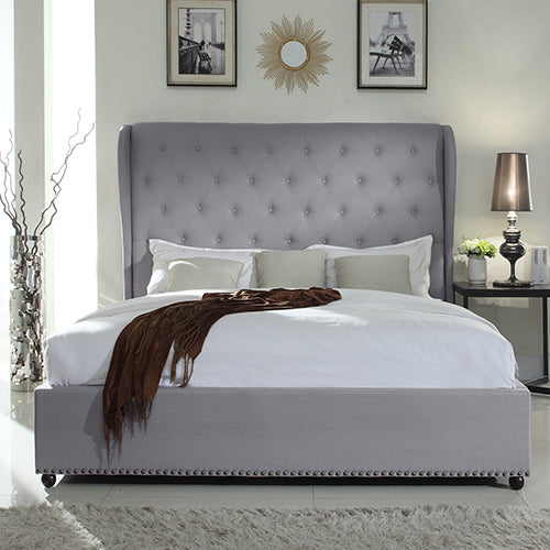 Out of Stock! Queen Size Bed Frame French Provincial High Bedhead in Grey