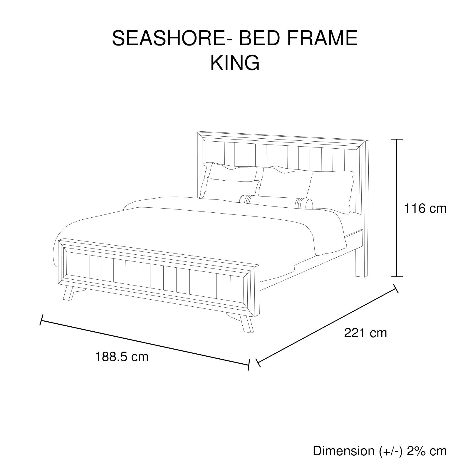 Out of Stock! King Size Bed Frame - Silver Brush