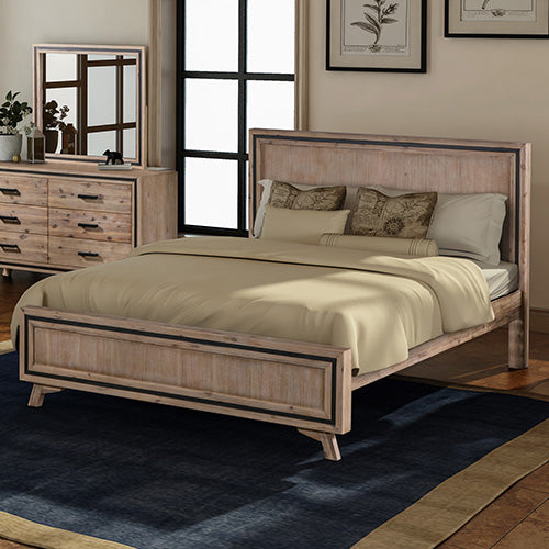Back In Stock! Queen Size Silver Brush Bed Frame - Acacia Wood