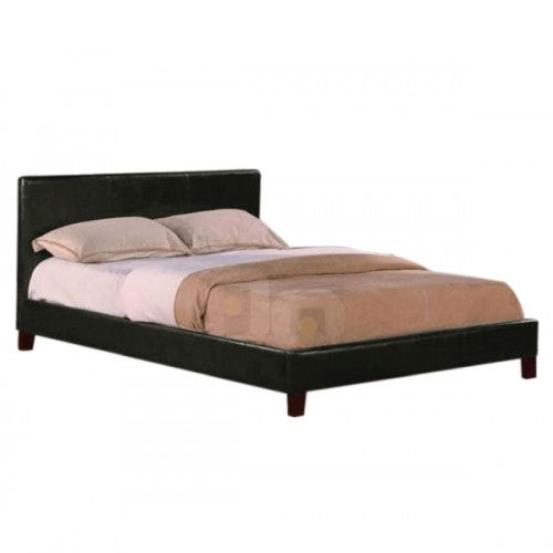 Out of Stock! Queen Size Leatheratte Bed Frame in Black Colour with Metal Joint Slat Base