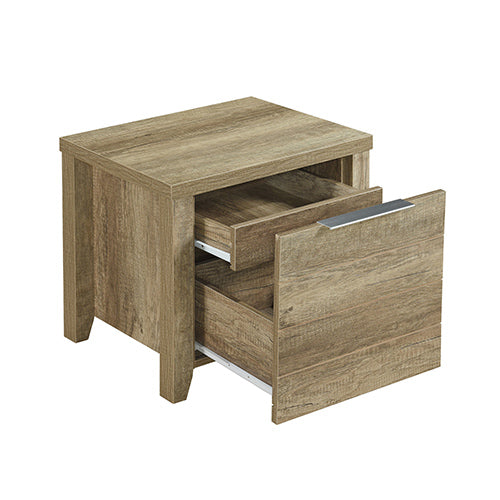 Bedside Table Two Drawers in Oak