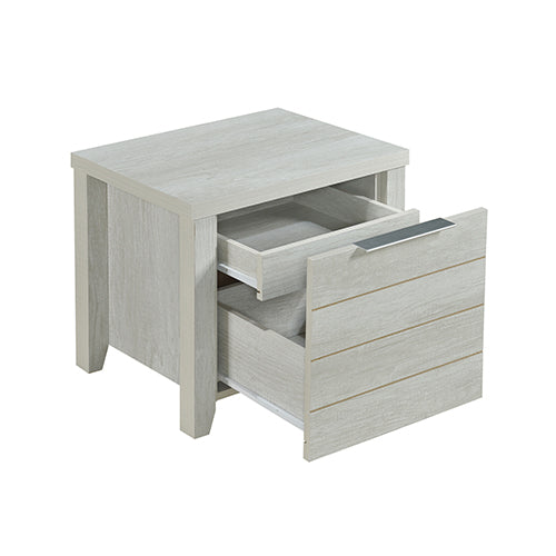 Bedside Table Two Drawers in White Ash