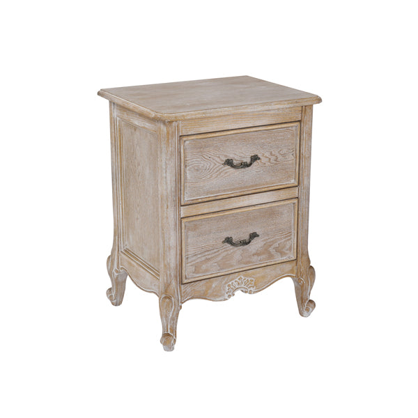 Out of Stock! No Assembly required! Bedside Table Oak Wood White Washed Finish With Storage Drawers