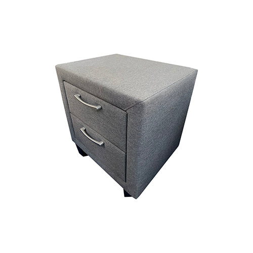 Bedside Table 2 drawers Upholstered Fabric in Light Grey