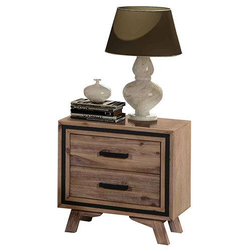 Back in Stock! Bedside Table Two Drawer in Sliver Brush Colour