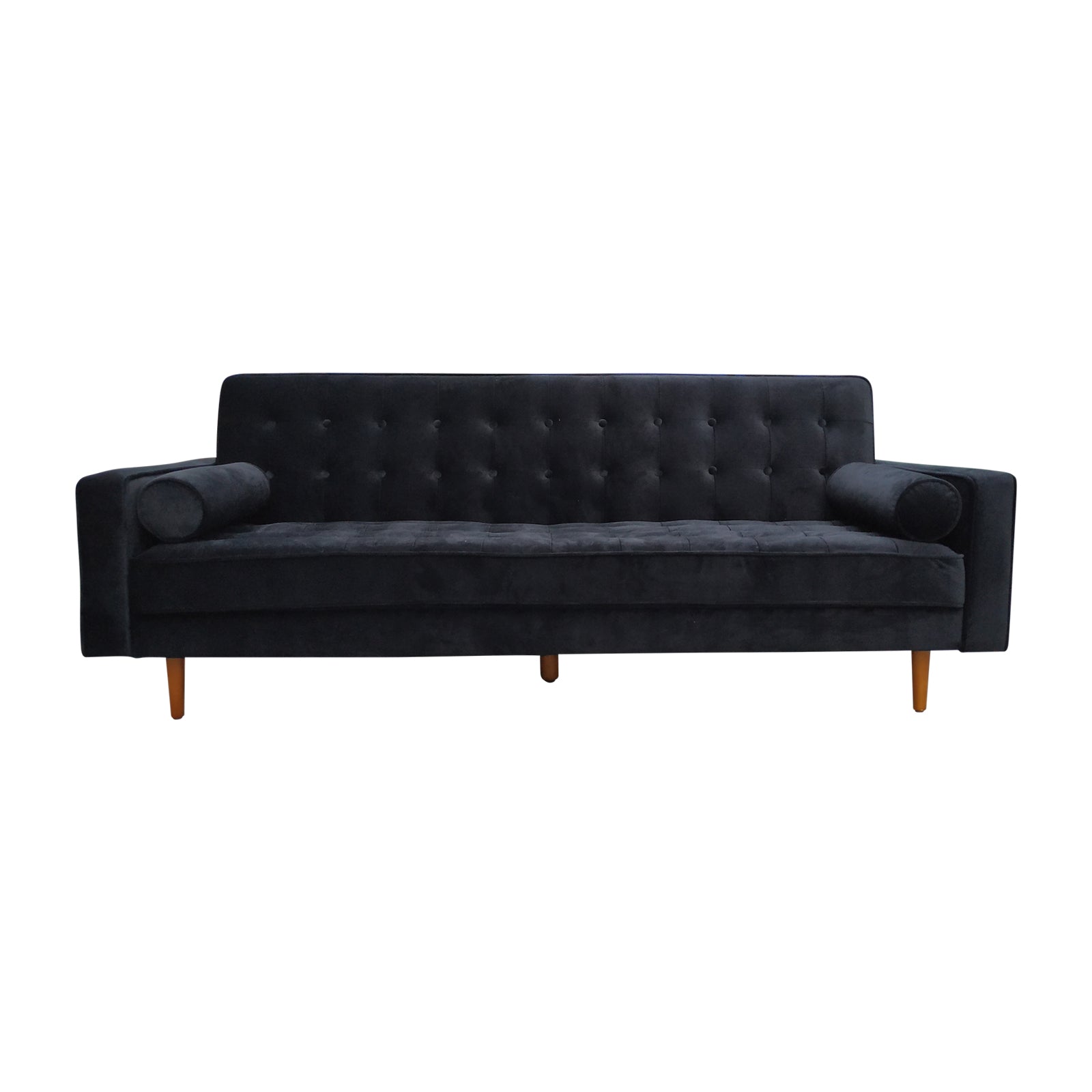 Back In Stock! Sofa Bed 3 Seater Button Tufted Lounge Set in Velvet Black Colour