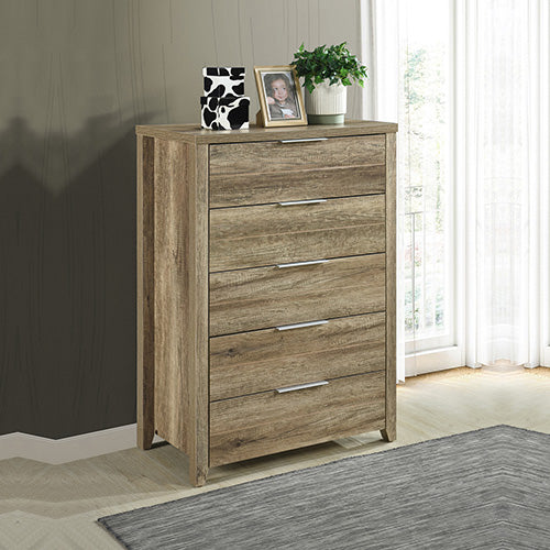 Tallboy with Five Drawers in Oak Colour