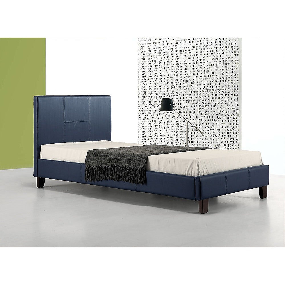 Out of Stock! Single Size Bed Frame PU Leather - Blue