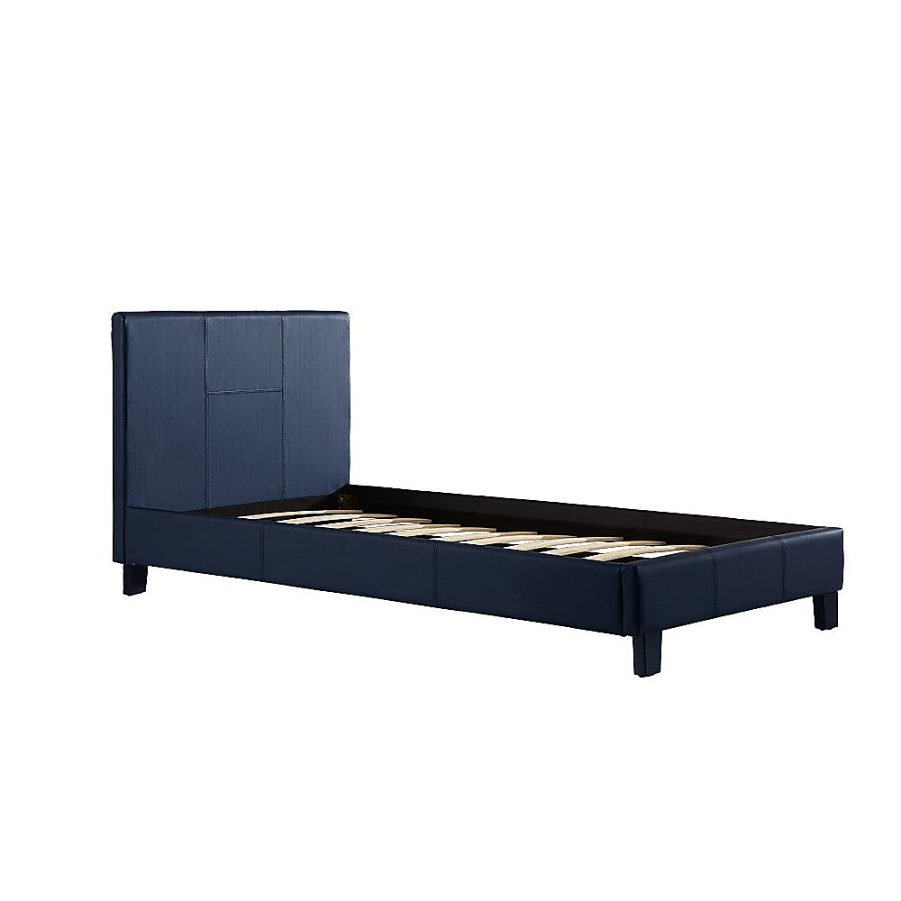 Out of Stock! Single Size Bed Frame PU Leather - Blue