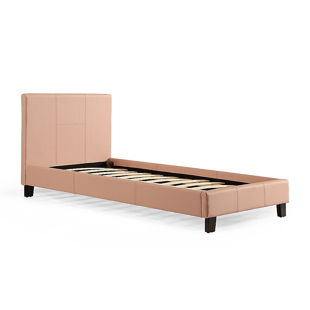 Out of Stock! Single Size Bed Frame PU Leather - Pink