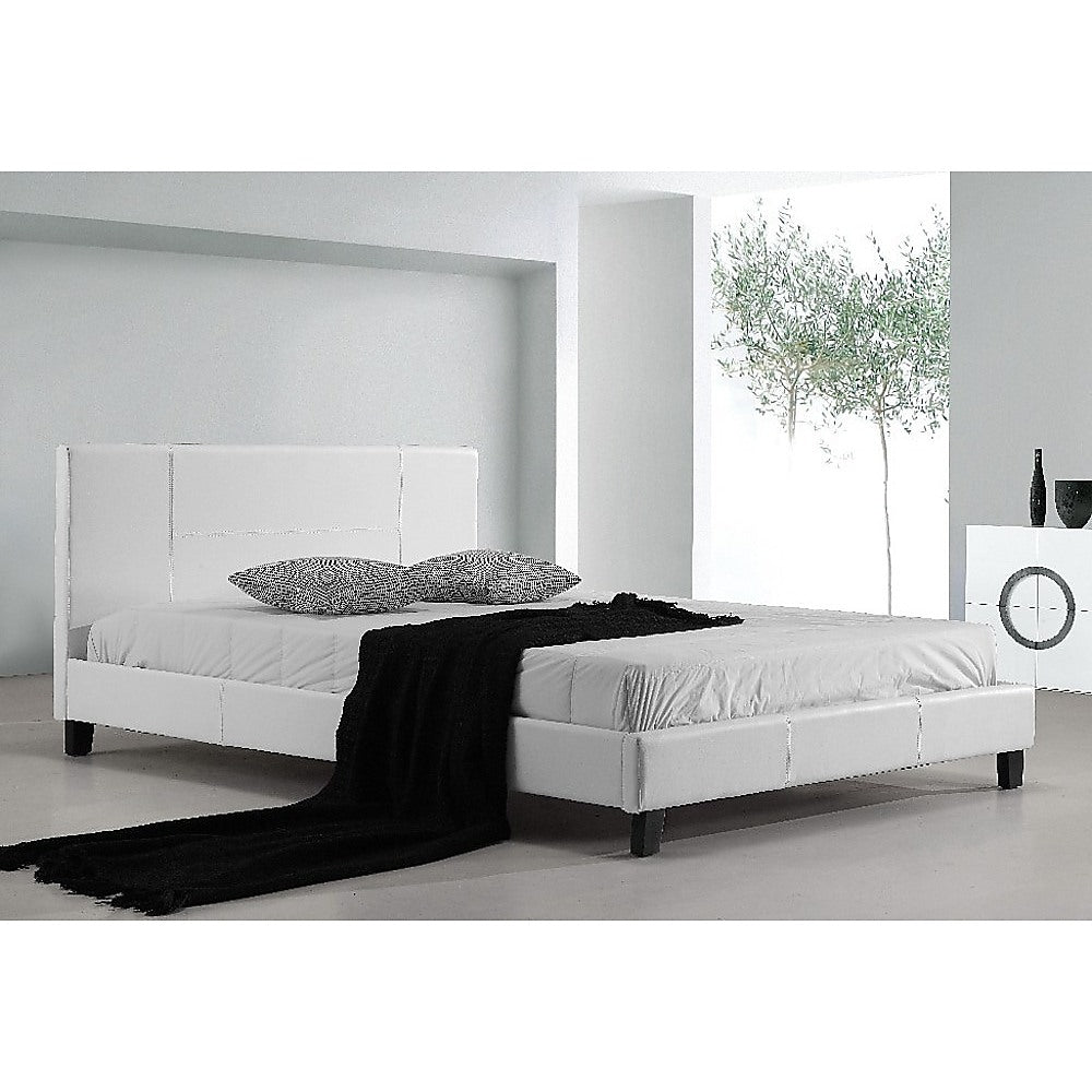 Out of Stock! Double Size Bed Frame PU Leather - White