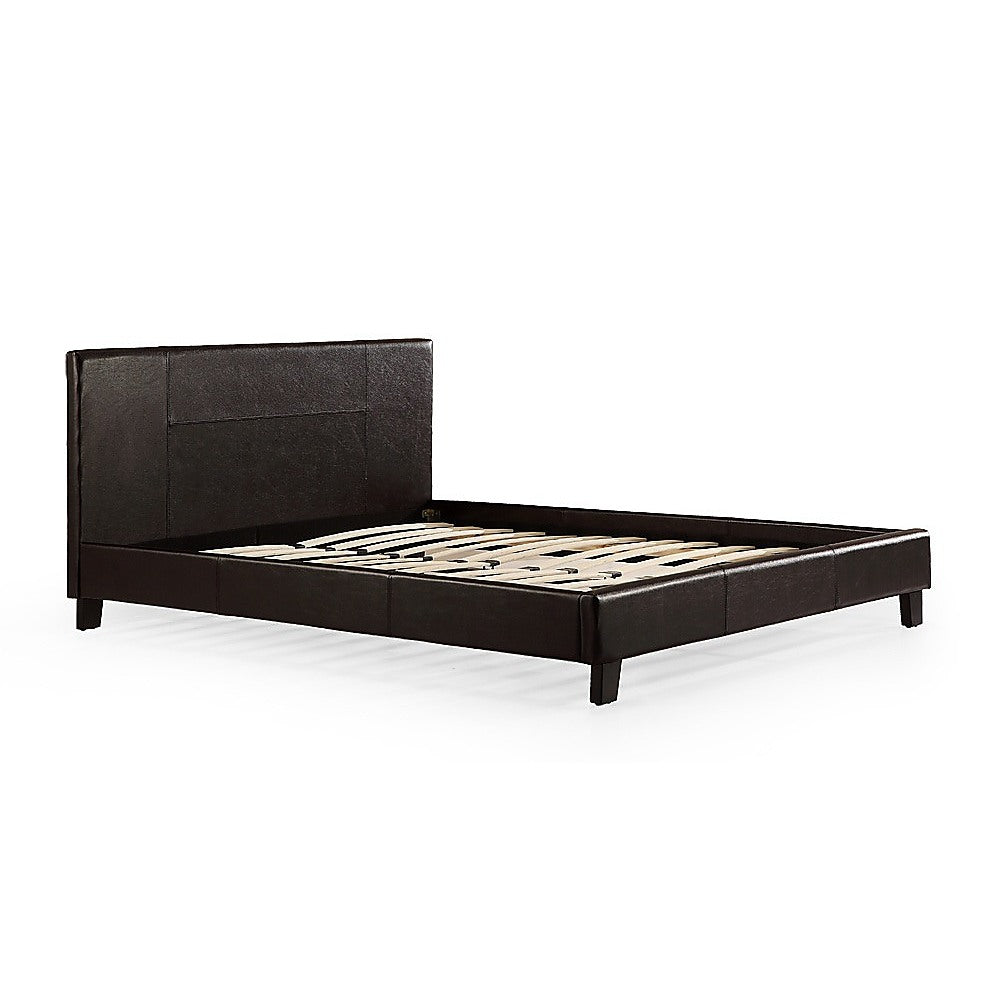 Out of Stock! Double Size Bed Frame PU Leather - Brown