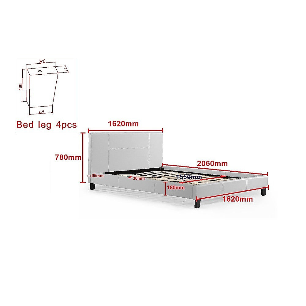 Out of Stock! Queen PU Leather Bed Frame White