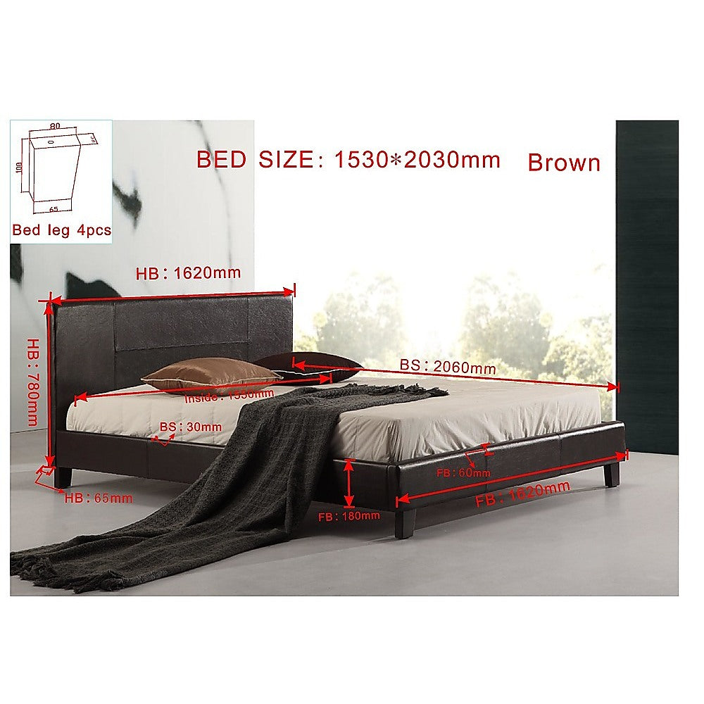 Out of Stock! Queen PU Leather Bed Frame Brown
