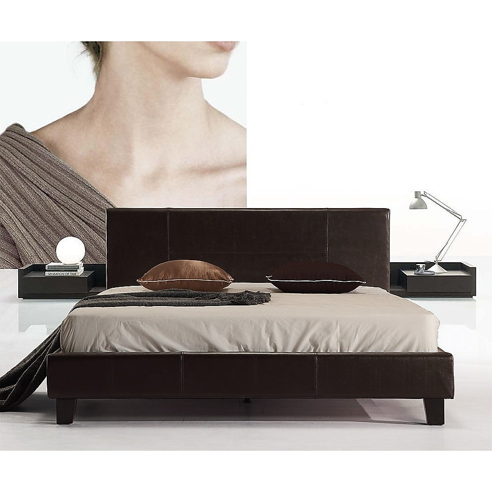 Out of Stock! Queen PU Leather Bed Frame Brown