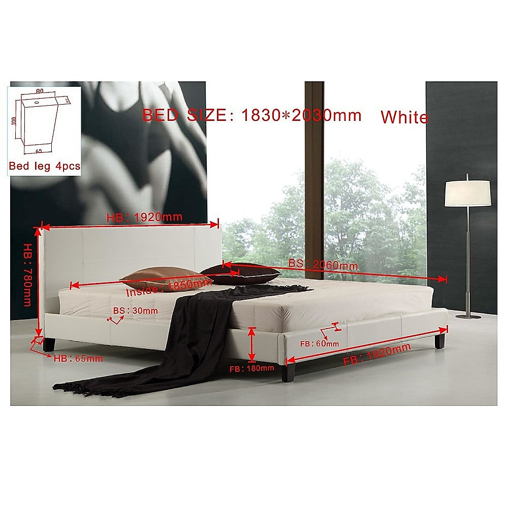 Out of Stock! King Bed Frame PU Leather - White