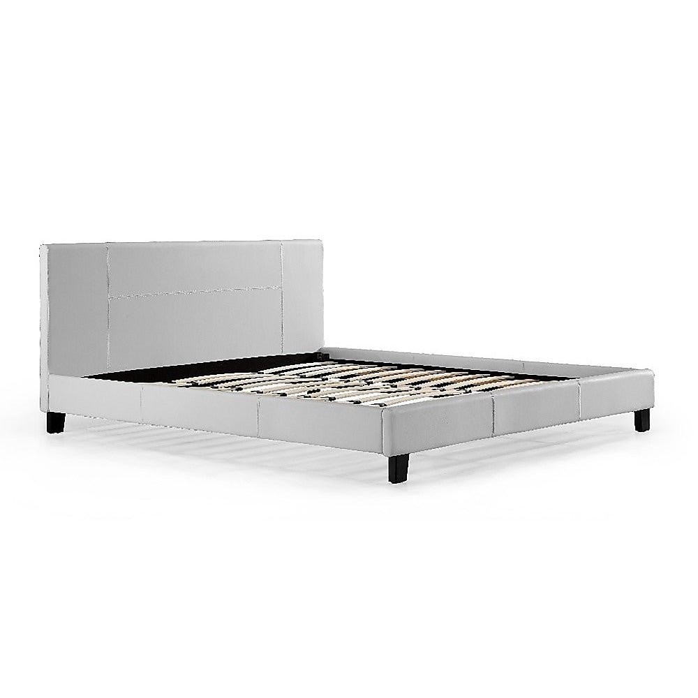 Out of Stock! King Bed Frame PU Leather - White