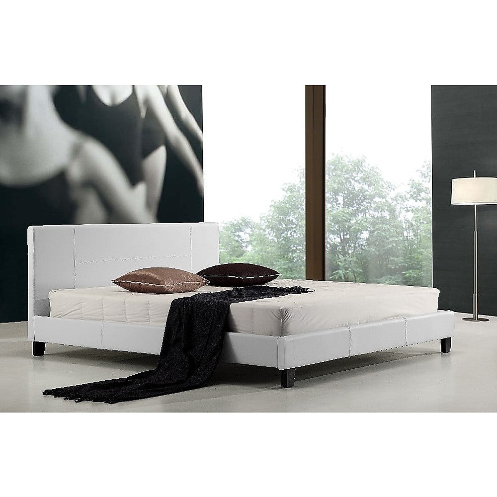Out of Stock! King Bed Frame PU Leather - White