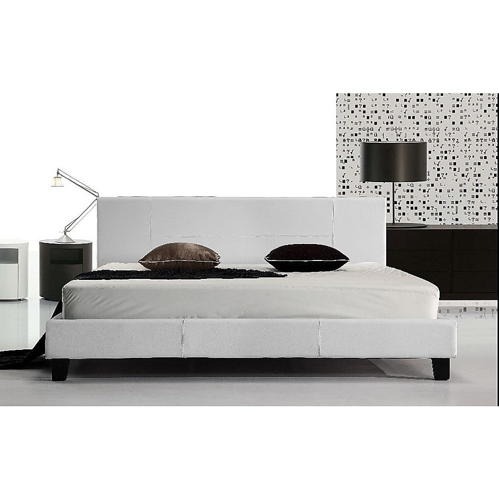 Out of Stock! King Bed Frame PU Leather - White