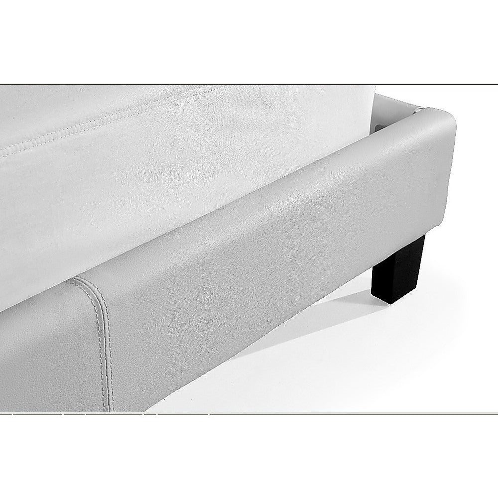 Out of Stock! King Bed Frame PU Leather - White