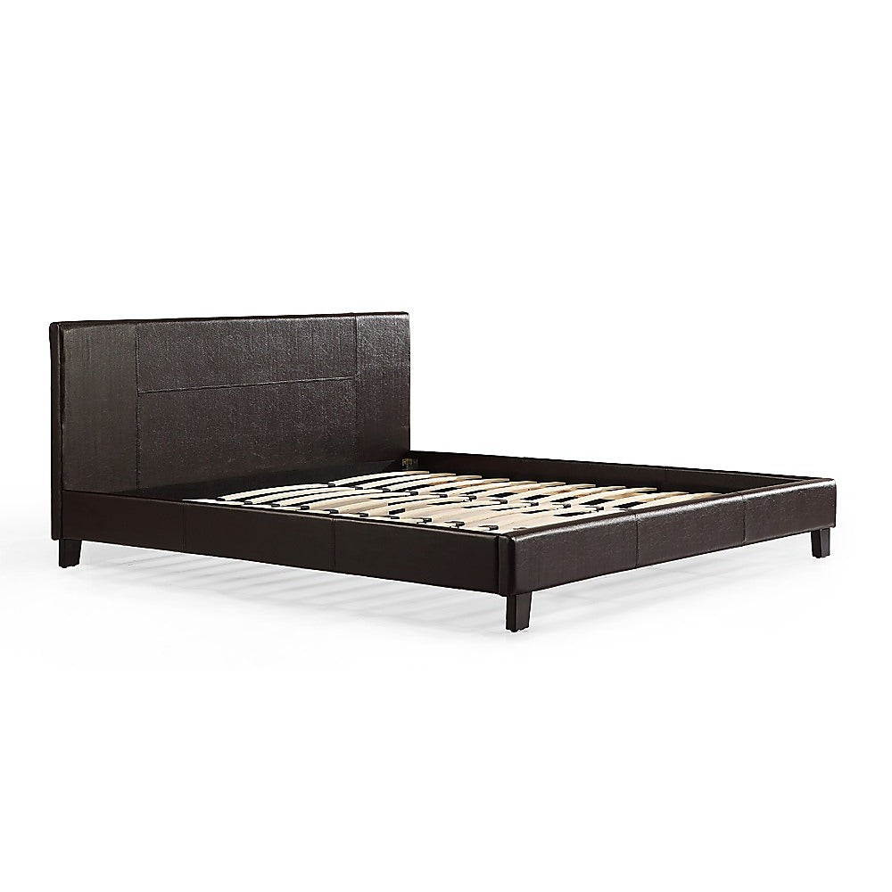 Out of Stock! King Bed Frame PU Leather - Brown