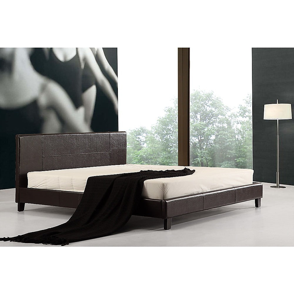 Out of Stock! King Bed Frame PU Leather - Brown