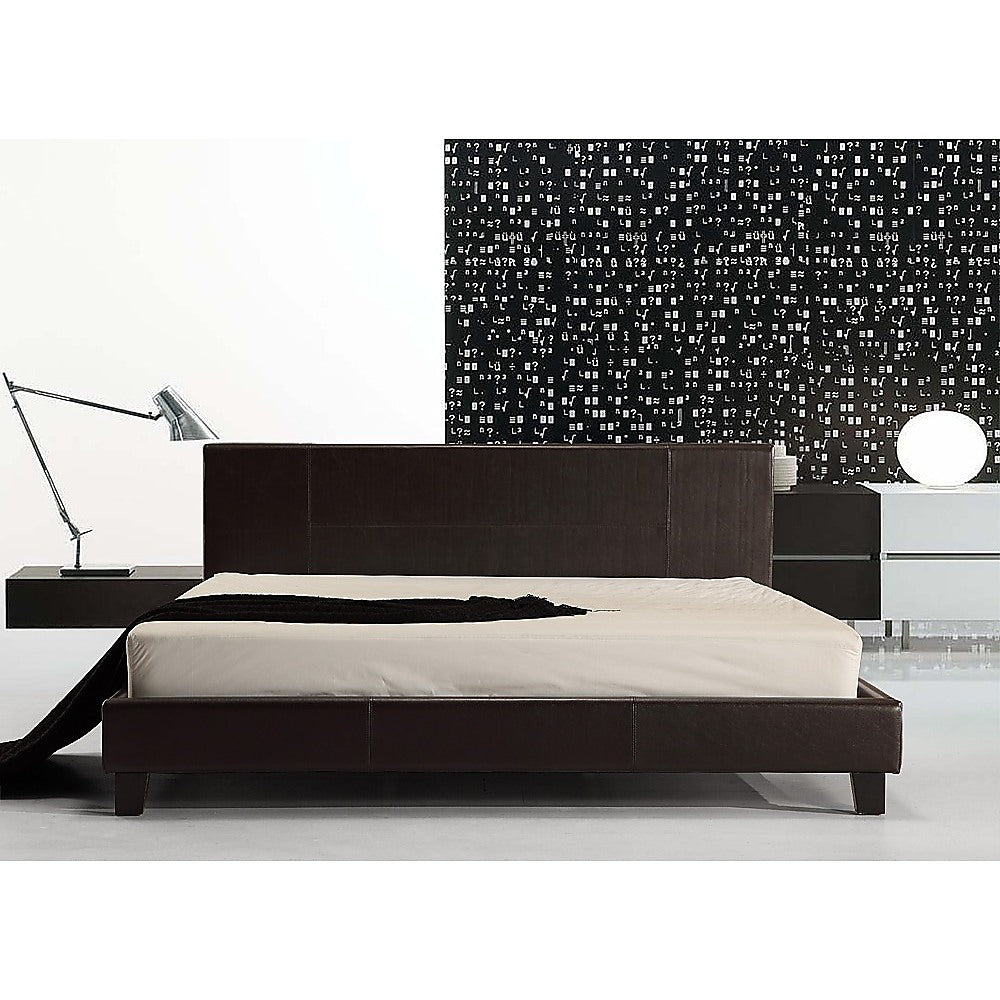 Out of Stock! King Bed Frame PU Leather - Brown