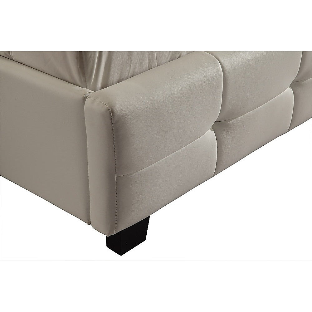 Out of Stock! Double Size Bed Frame With Button Tufted Headboard - White