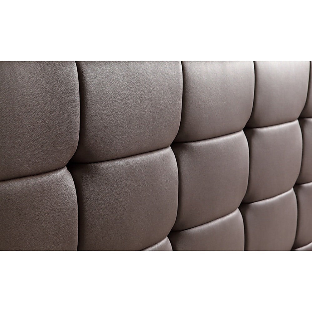 Out of Stock! Double Size Bed Frame With Tufted Headboard PU Leather - Brown