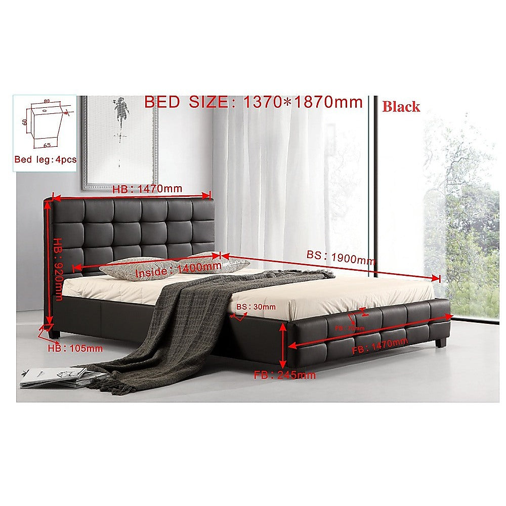 Out of Stock! Double Size Bed Frame With Tufted Headboard - Black