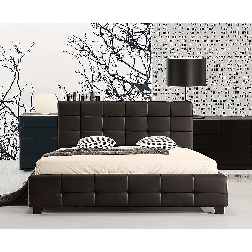 Out of Stock! Double Size Bed Frame With Tufted Headboard - Black