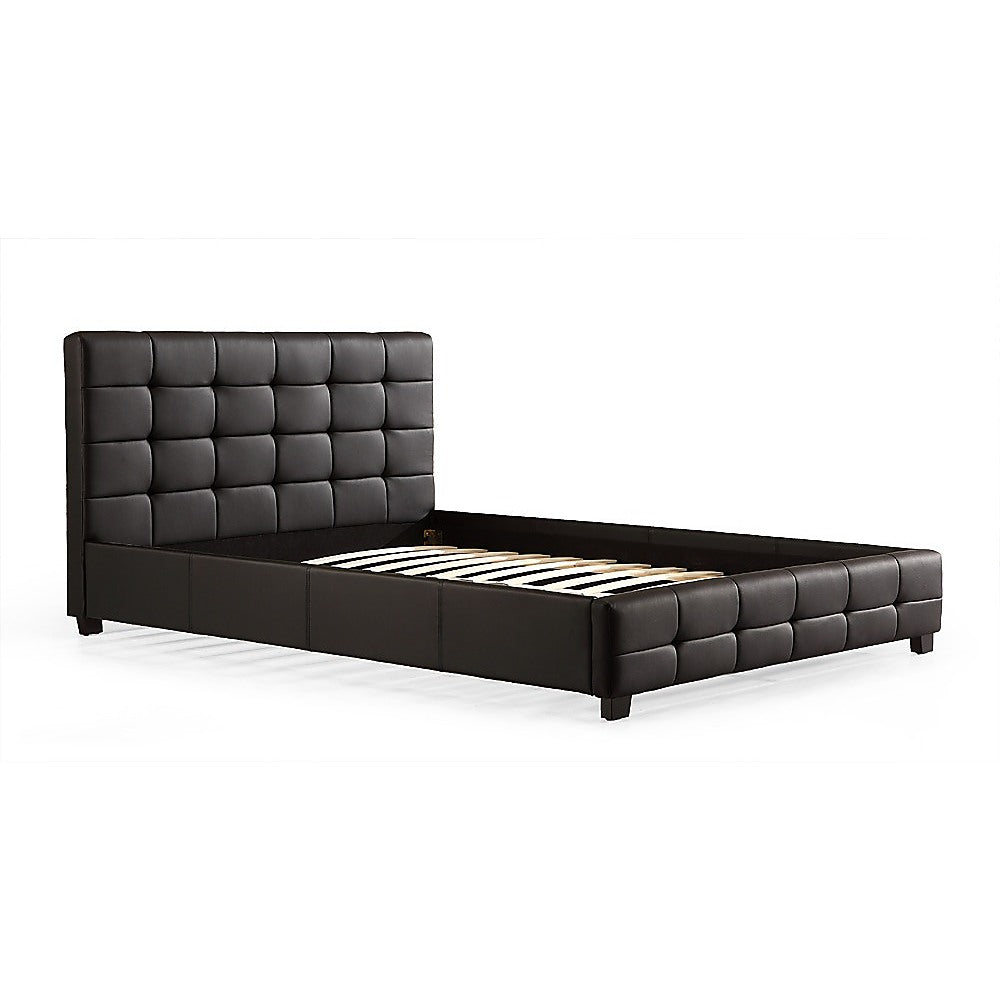 Out of Stock! Double Size Bed Frame With Tufted Headboard - Black