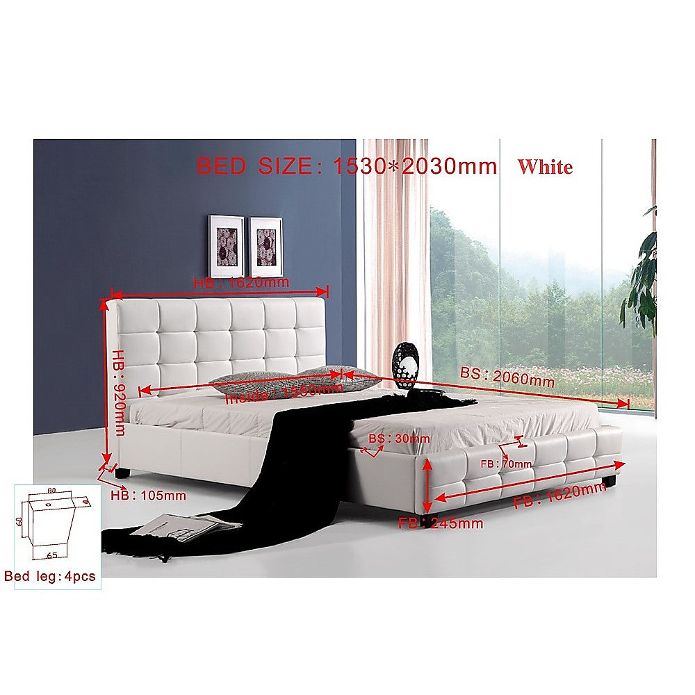 Out of Stock! Queen PU Leather Deluxe Bed Frame White