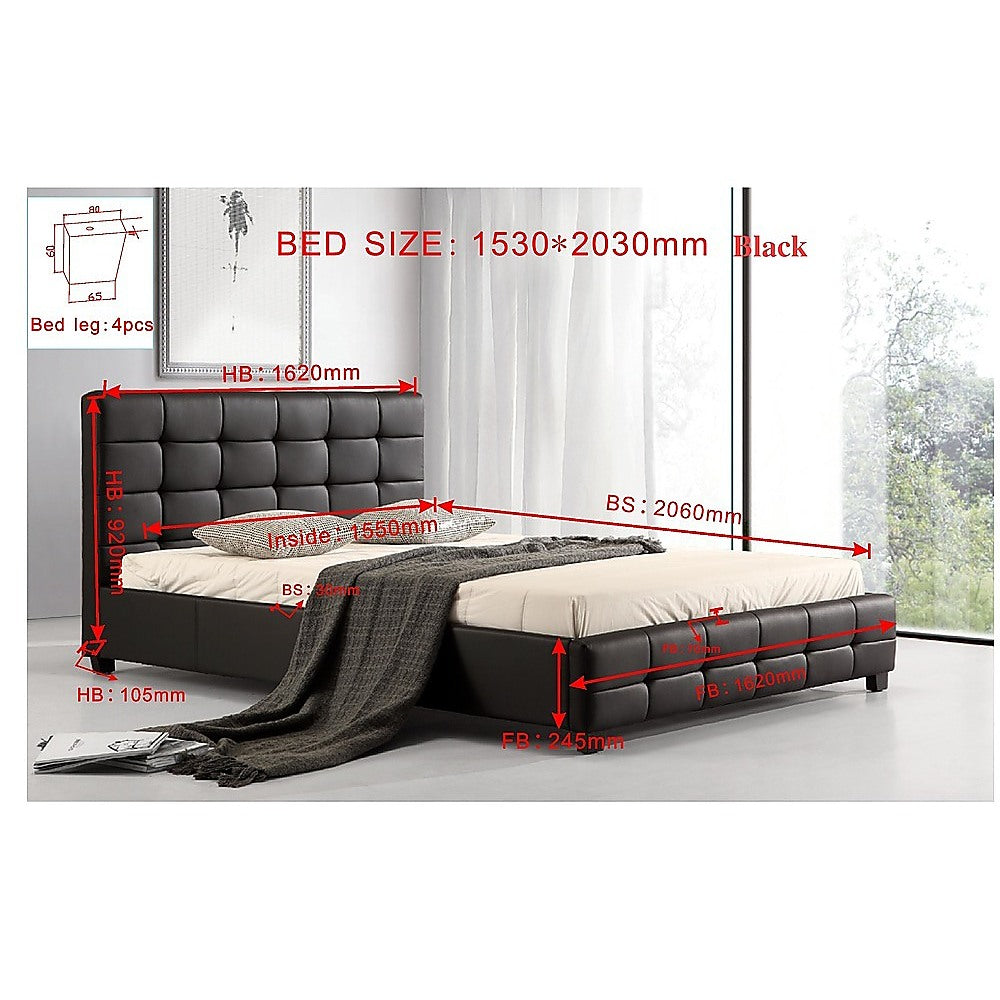 Out of Stock! Queen PU Leather Deluxe Bed Frame Black