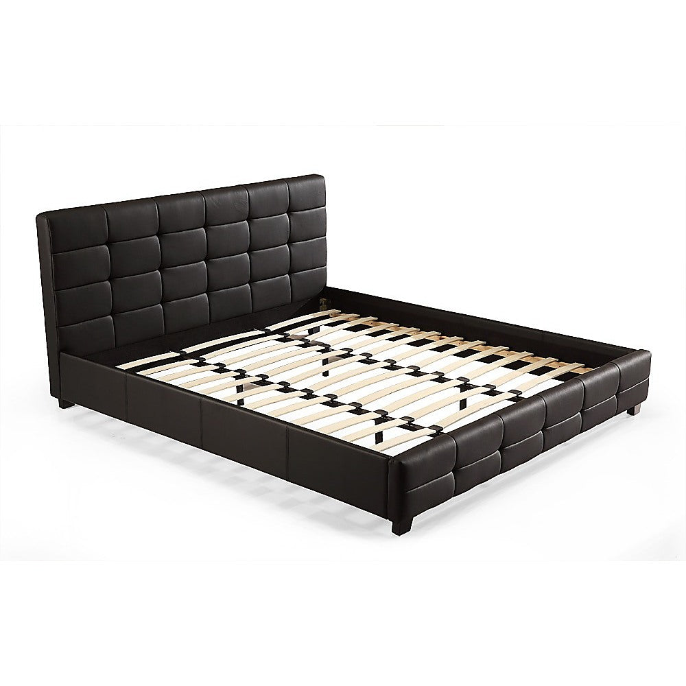 Out of Stock! King Bed Frame Deluxe PU Leather - Black