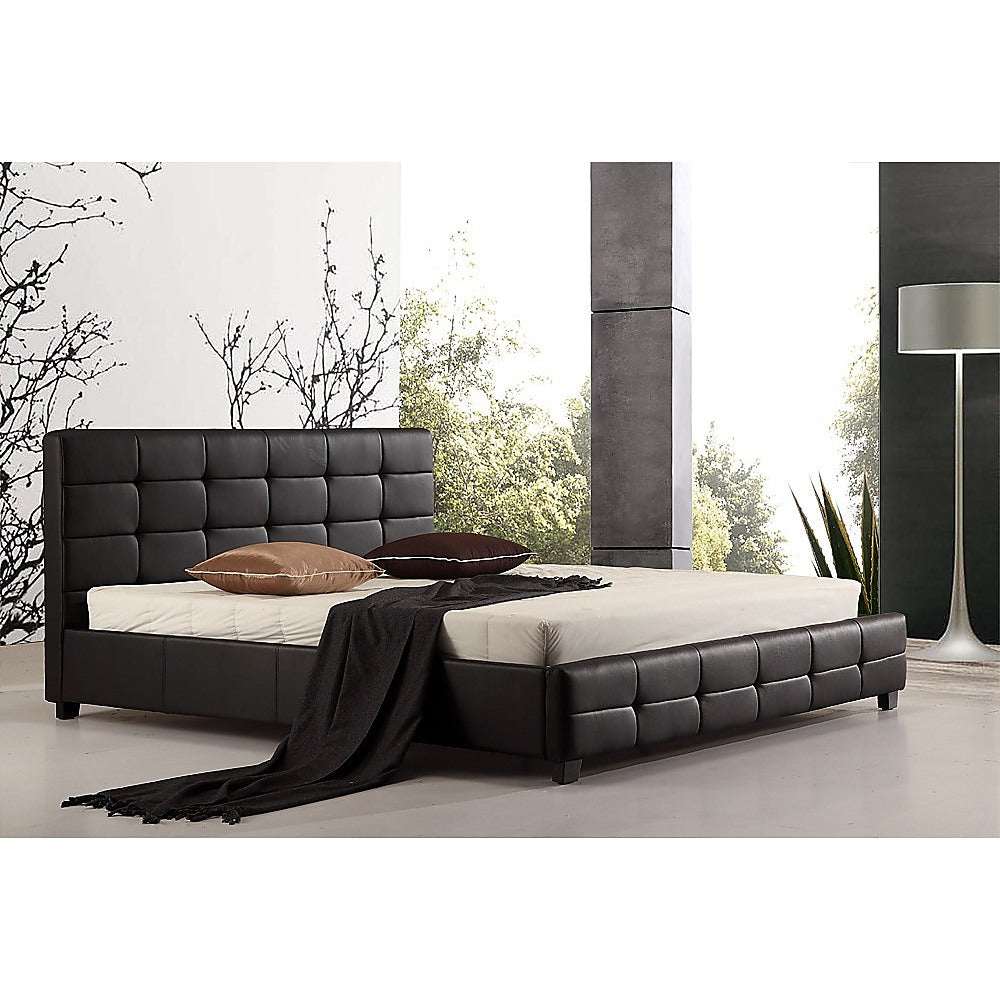 Out of Stock! King Bed Frame Deluxe PU Leather - Black