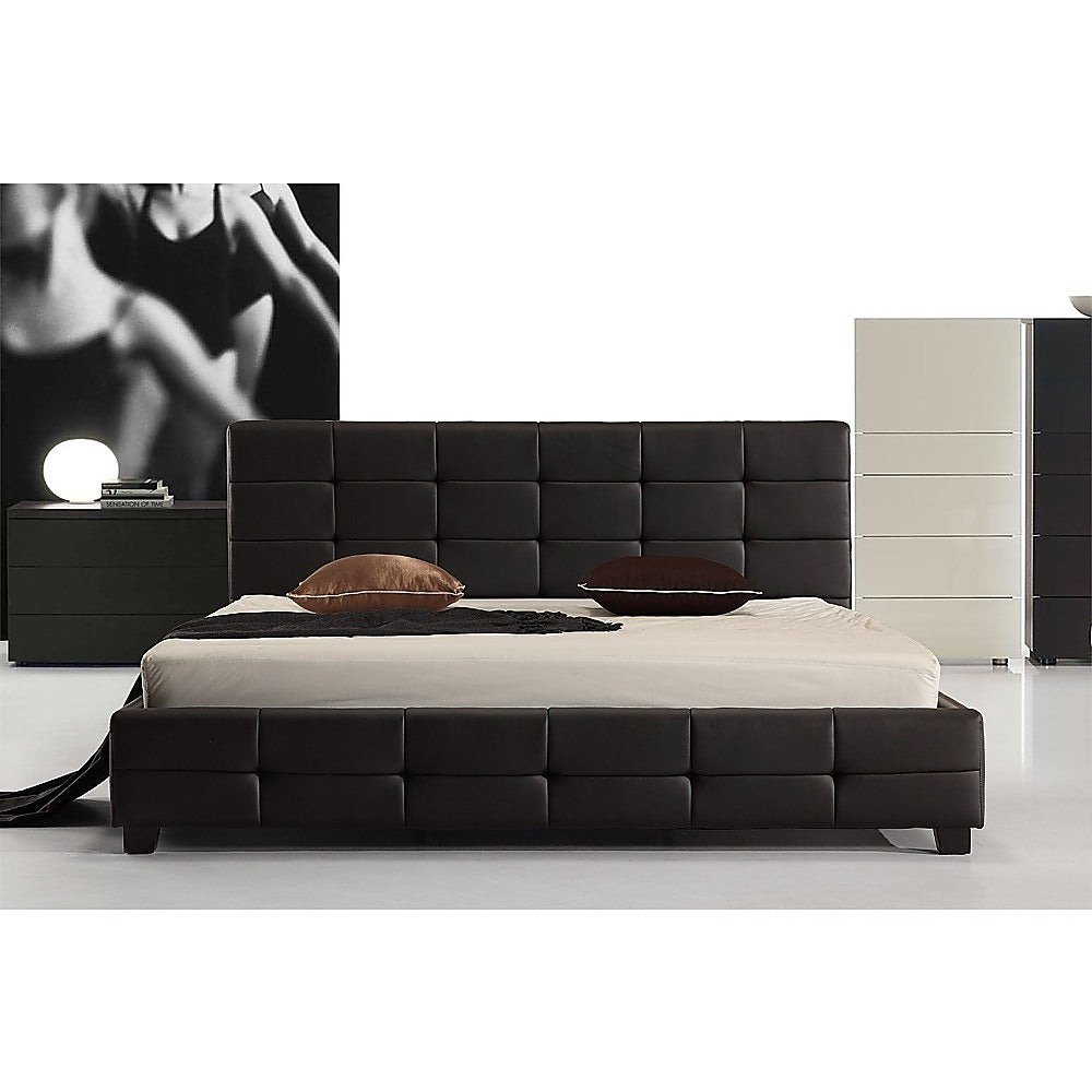 Out of Stock! King Bed Frame Deluxe PU Leather - Black