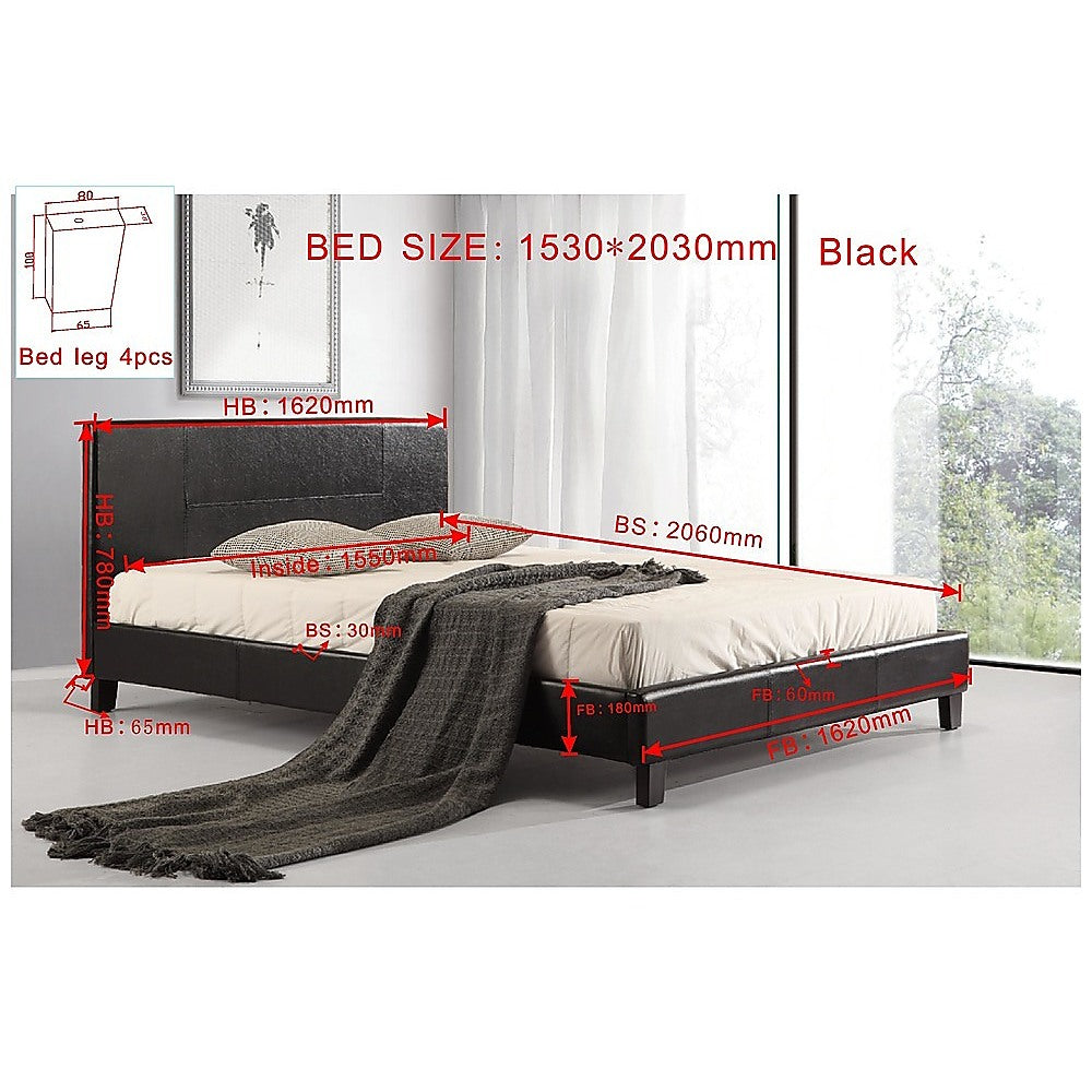 Out of Stock! Queen PU Leather Bed Frame Black