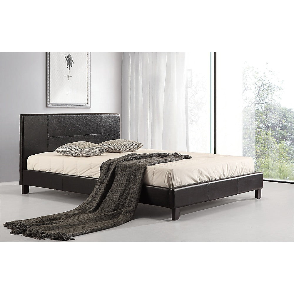 Out of Stock! Queen PU Leather Bed Frame Black
